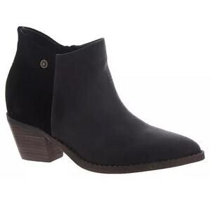Yellow Box Dannika Black Leather Suede Booties Size 7M Western Ankle Boots